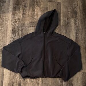 Lululemon SoftStreame Cropped Full Zip Sweatshirt - Black - Size 10